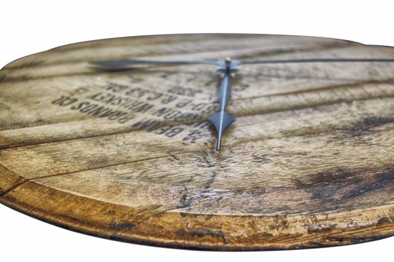 Reclaimed Bourbon Barrel Head Wall Clock