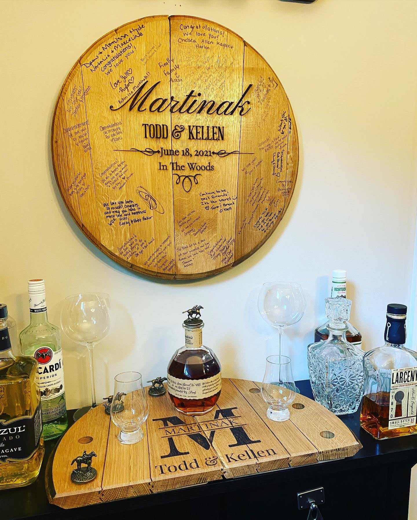 Bourbon Barrel Wedding Guest Book | Planed Finish 21"