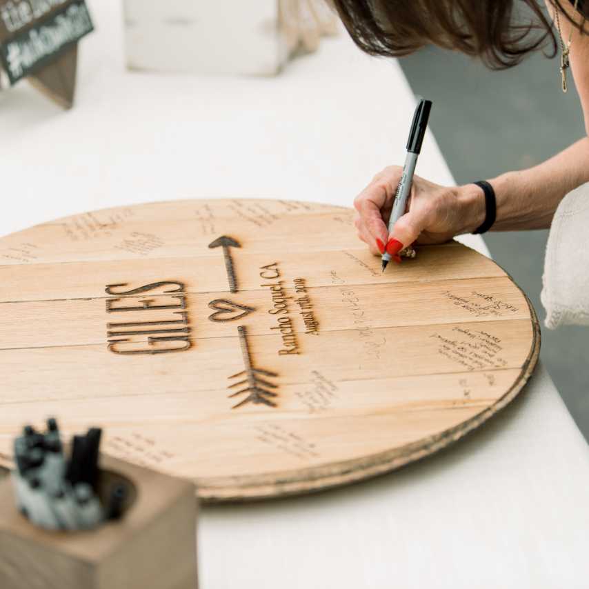 Bourbon Barrel Wedding Guest Book | Planed Finish 21"