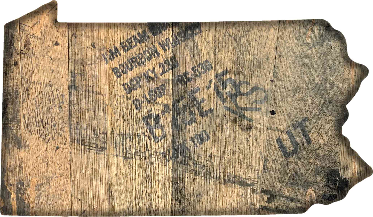 Bourbon Barrel State Wall Art - 9"