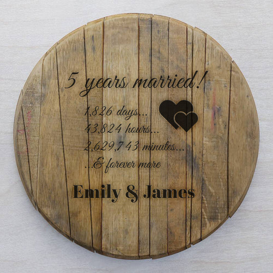 5 Years Married - Bourbon Barrel Sign