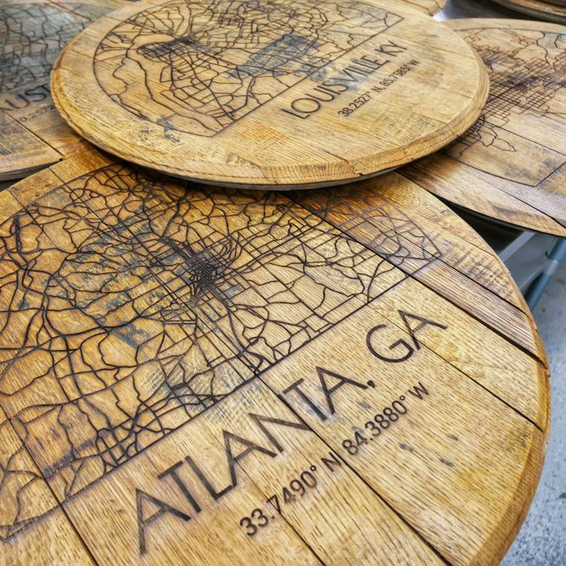 Customized Map Engraved Barrel Head