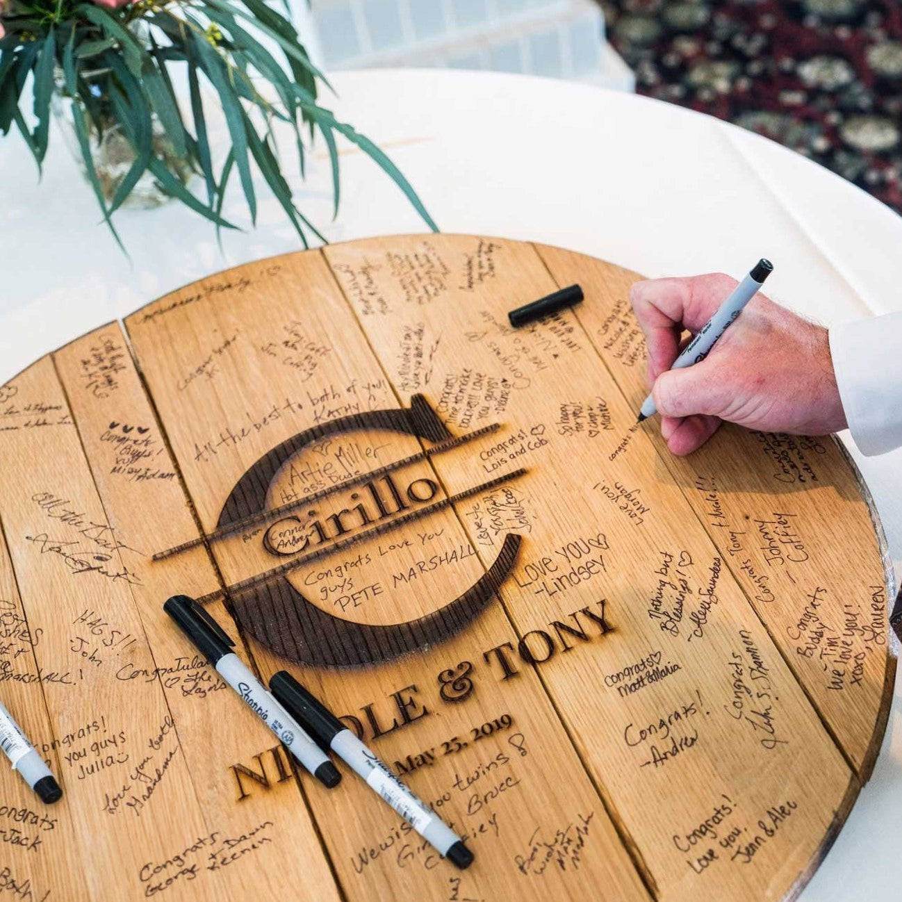 Bourbon Barrel Wedding Guest Book | Planed Finish 21"