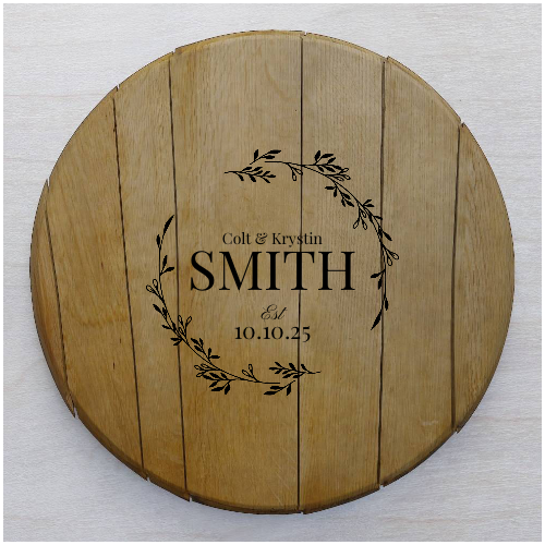 Bourbon Barrel Wedding Guest Book | Planed Finish 21" (Customized)