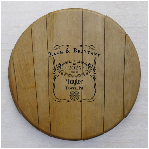 Bourbon Barrel Wedding Guest Book | Planed Finish 21" (Customized)