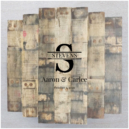 Bourbon Stave Mosaic | Wedding Guest Book | Sanded Finish 21" (Customized)