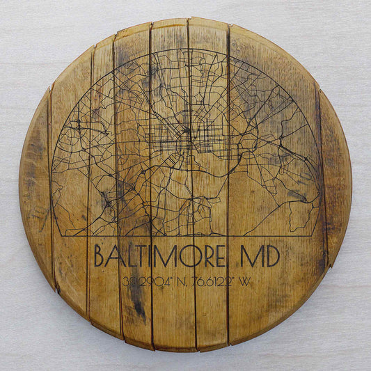 Customized Map Engraved Barrel Head