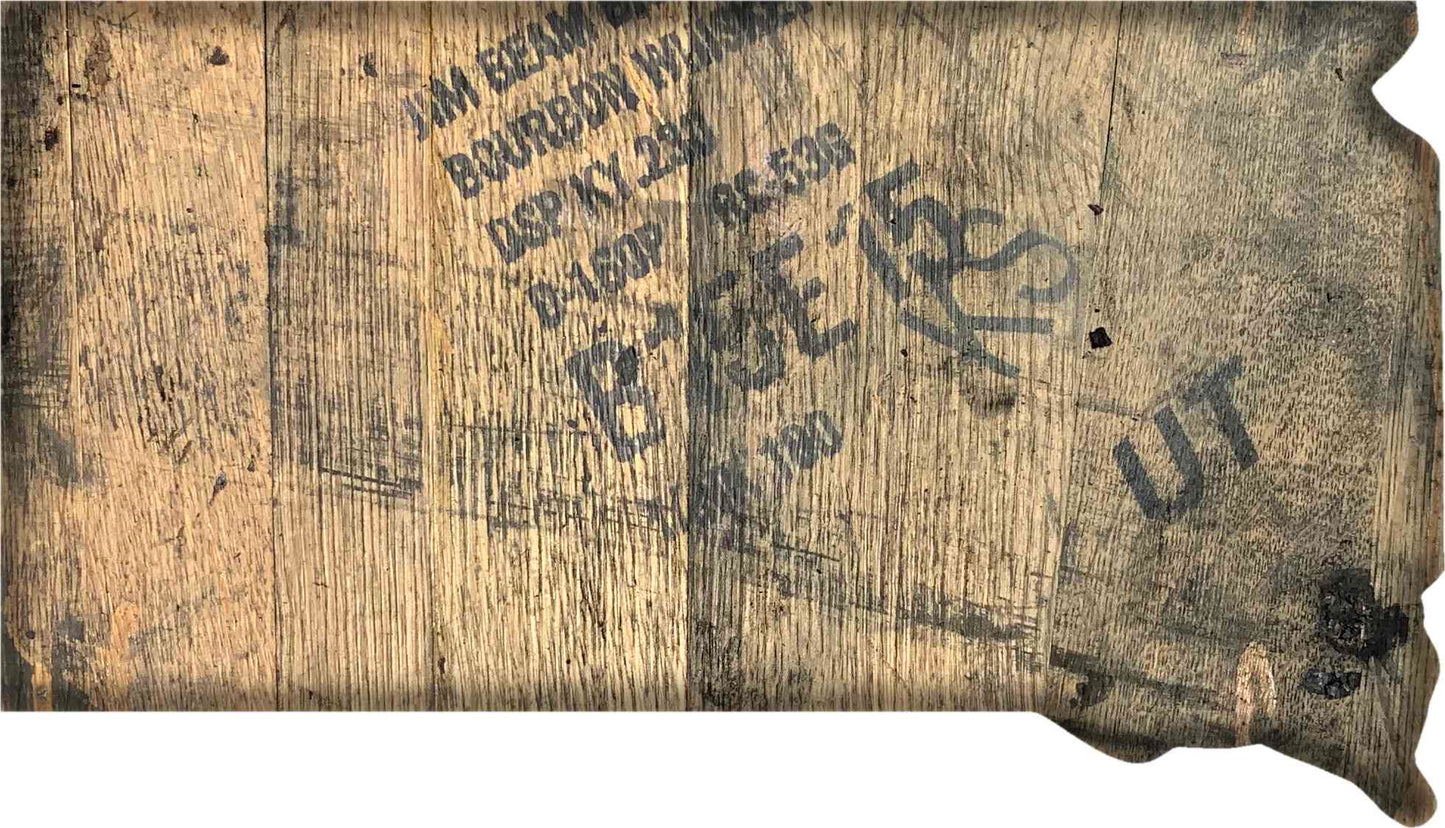 Bourbon Barrel State Wall Art - 9"