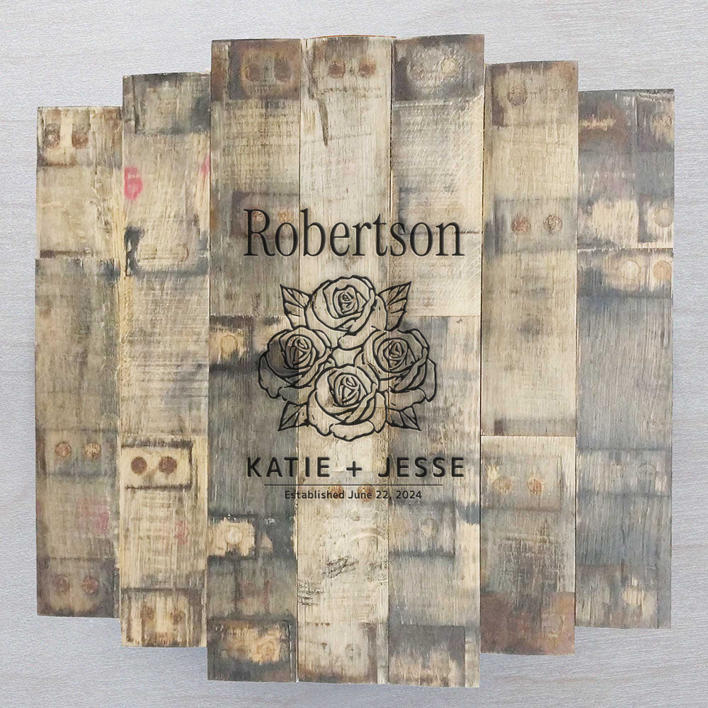 Four Roses - Bourbon Stave Mosaic Wedding Guest Book