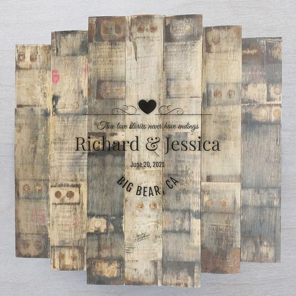 Heart - Bourbon Stave Mosaic Wedding Guest Book