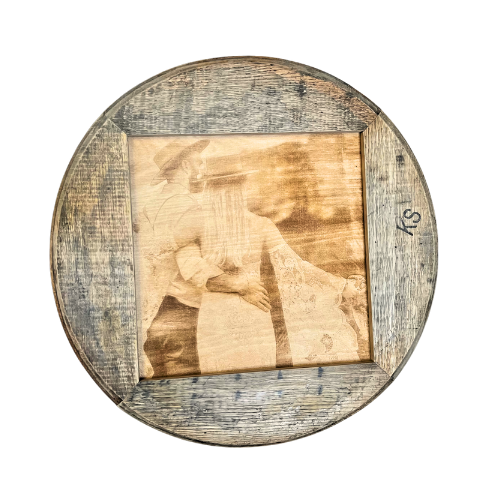 Engraved Photograph Bourbon Barrel Wedding Guest Book