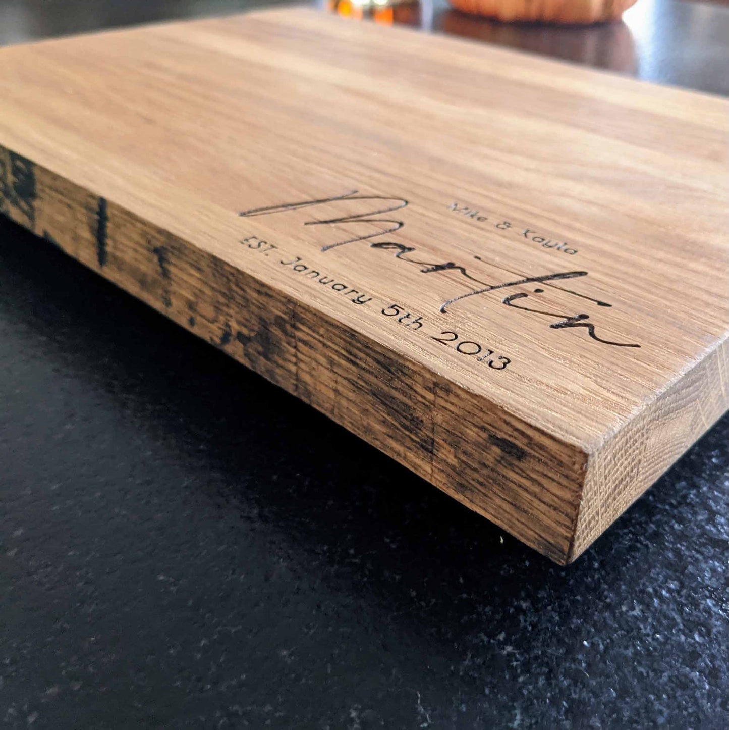 Bourbon Barrel Cheese Board | 13" x 8.5" x 1"